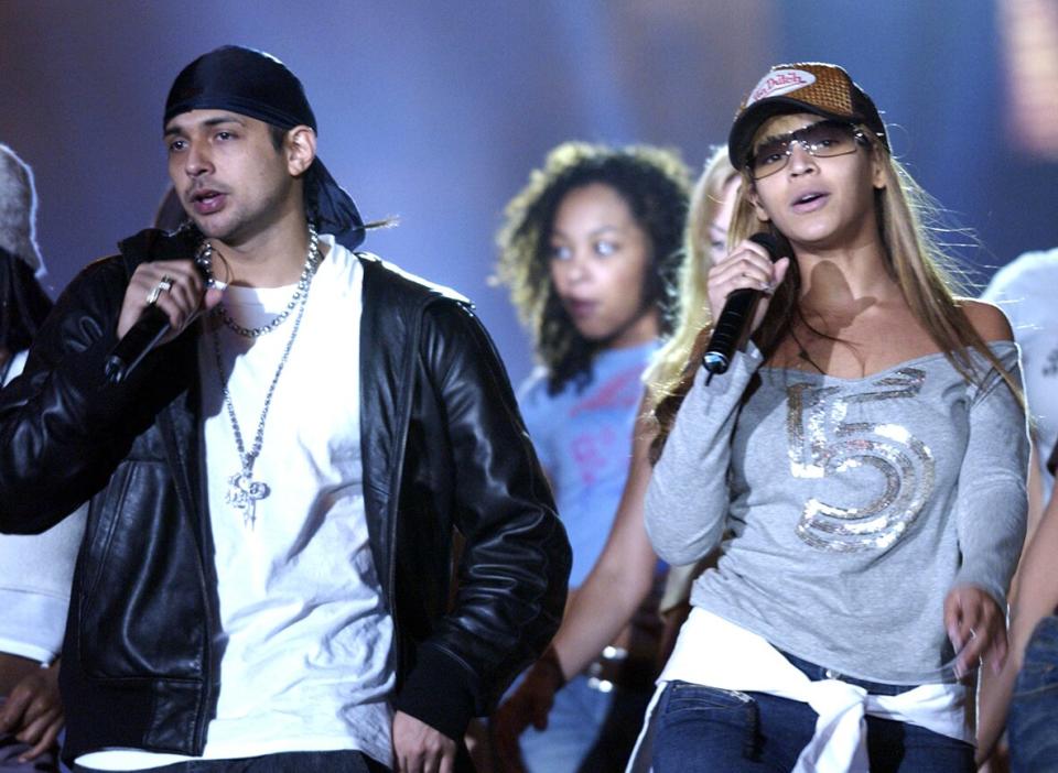 Sean Paul And Beyonce Knowles during MTV Europe Music Awards 2003 - Rehearsals at Ocean Terminal Arena in Edinburgh, United Kingdom.