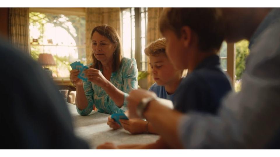 Carole Middleton playing cards with Prince George and Louis at Anmer Hall