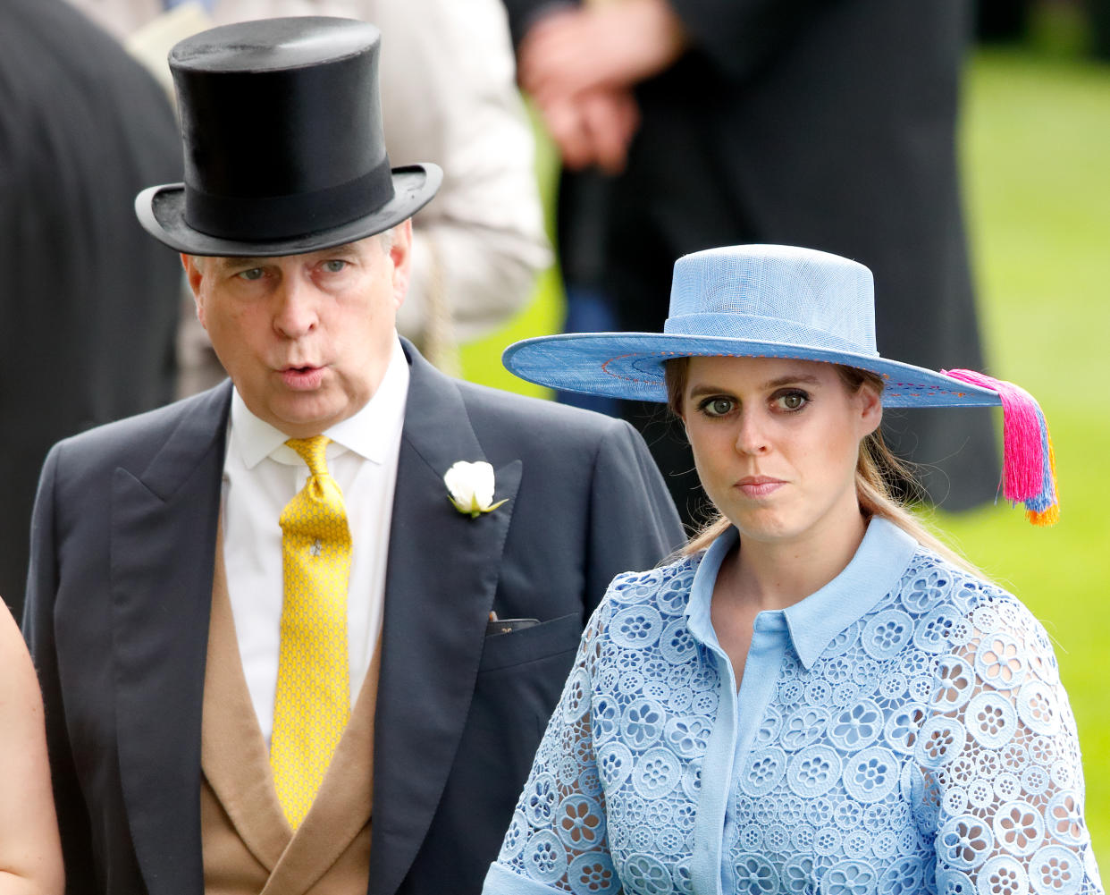 ASCOT, UNITED KINGDOM - JUNE 18: (EMBARGOED FOR PUBLICATION IN UK NEWSPAPERS UNTIL 24 HOURS AFTER CREATE DATE AND TIME) Prince Andrew, Duke of York and Princess Beatrice attends day one of Royal Ascot at Ascot Racecourse on June 18, 2019 in Ascot, England. (Photo by Max Mumby/Indigo/Getty Images)