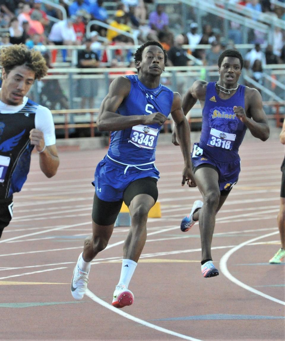 Stamford's Charles More competes in the 2A Boys 200m during the 2022 UIL Track & Field State Championship in Austin.