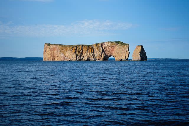 <p>William Craig Moyes</p> Percé Rock, a limestone formation off the coast beyond Percé.