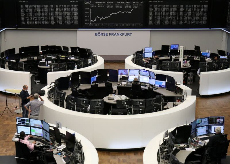 FILE PHOTO: The German share price index DAX graph is pictured at the stock exchange in Frankfurt