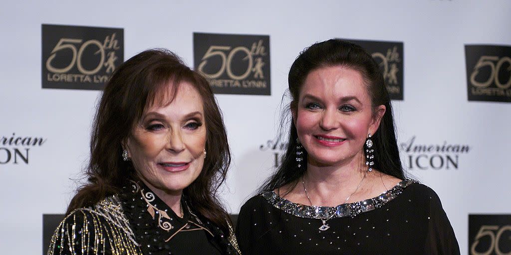 nashville, tn   september 24 loretta lynn  crystal gayle attends loretta lynn a tribute to an american country music icon at the loretta lynn ranch on september 24, 2010 in nashville, tennessee photo by beth gwinnwireimage