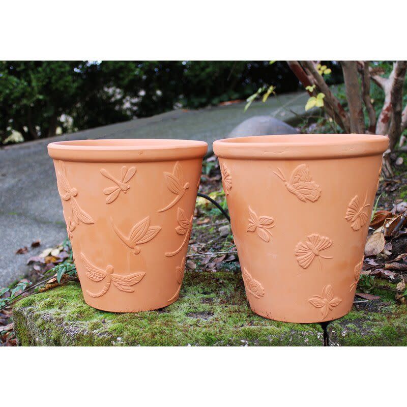 Terra Cotta Butterfly and Dragonfly Pots