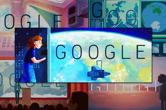 Google's front page "Doodles" for May 26, 2015 pay tribute to the first American woman in space, the late Sally Ride.