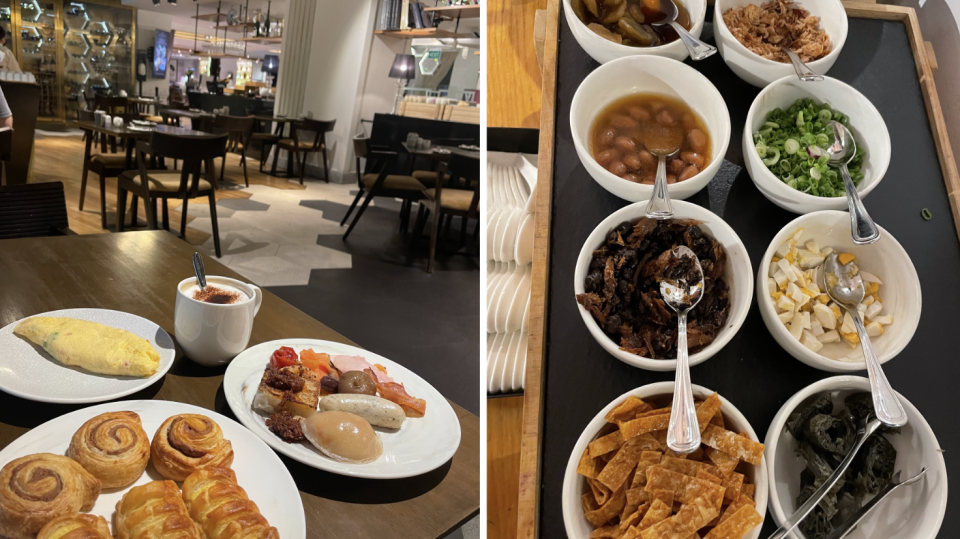 The hotel breakfast buffet offers a good mix of local and Western food, complete with a free-flow alcohol bar. PHOTO: Cadence Loh, Yahoo LIfe Singapore.