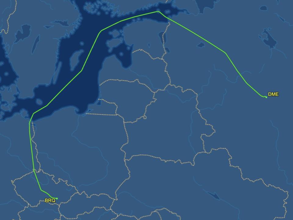 Volga-Dnepr Airlines' Ilyushin Il-76TD routing from Russia to Czechia.