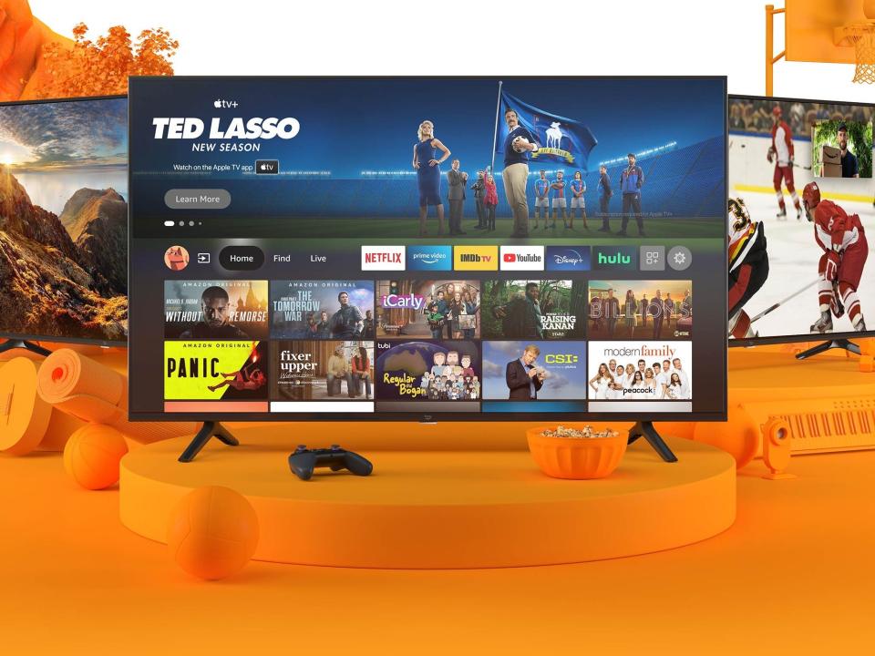 amazon fire tv 4 series graphic with ted lasso on apple tv plus