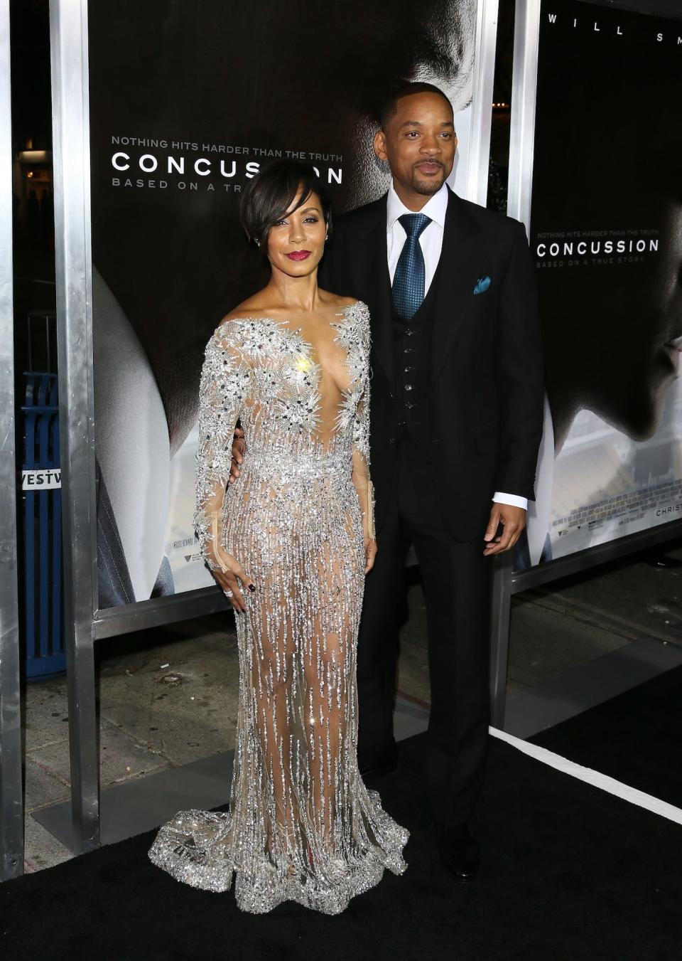 Jada Pinkett Smith and Will Smith at a "Concussion" screening on November 22, 2015.