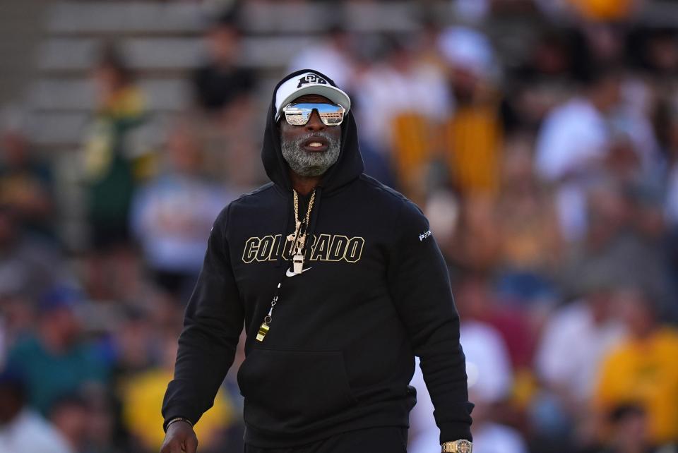 Colorado Buffaloes head coach Deion Sanders before the game against the North Dakota State Bison at Folsom Field.