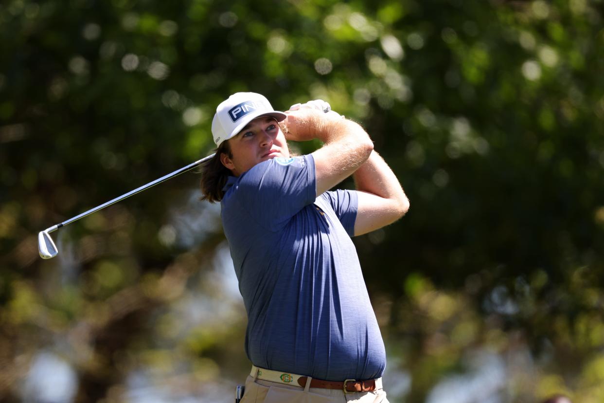 AUGUSTA, GEORGIA - APRIL 13: Amateur Neal Shipley of the United States plays his shot from the fourth tee during the third round of the 2024 Masters Tournament at Augusta National Golf Club on April 13, 2024 in Augusta, Georgia. (Photo by Jamie Squire/Getty Images) (Photo by Jamie Squire/Getty Images)