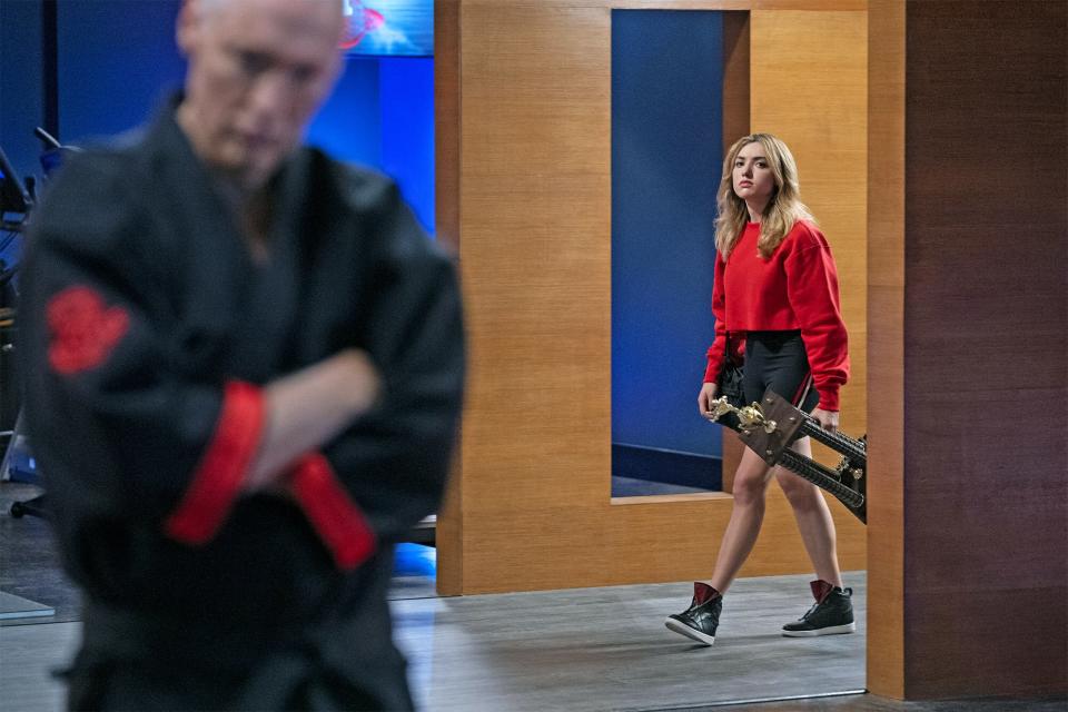 *Embargoed until 8/9/22 until 1 p.m. ET Cobra Kai Season 5 Cobra Kai. (L to R) Thomas Ian Griffith as Terry Silver, Peyton List as Tory Nichols in Cobra Kai. Cr. Curtis Bonds Baker/Netflix © 2022