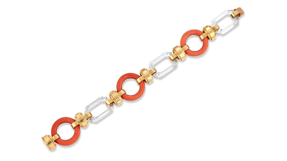 Cartier Art Deco Coral and Rock Crystal Bracelet. - Credit: Christie's