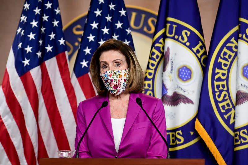 U.S. House Speaker Nancy Pelosi holds news conference at U.S. Capitol a day after violent protests in Washington