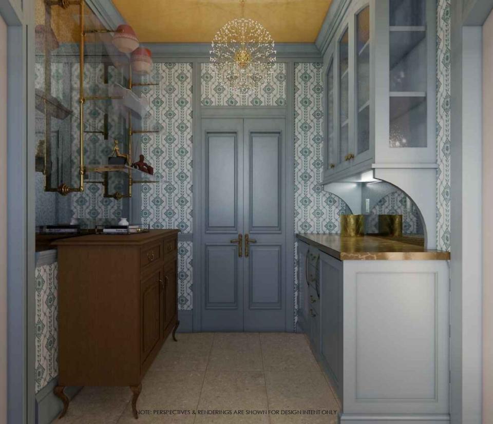 A rendering of the butler's pantry designed by Jim Dove Design.