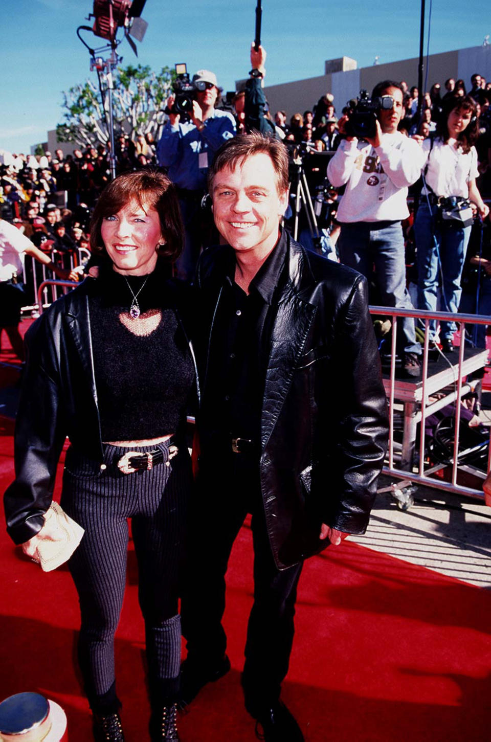 Mark Hamill (right) and guest during Premiere of 'Star Wars: Special Edition' In 1997 at Westwood in Westwood, CA, United States. (Photo by Magma Agency/WireImage)
