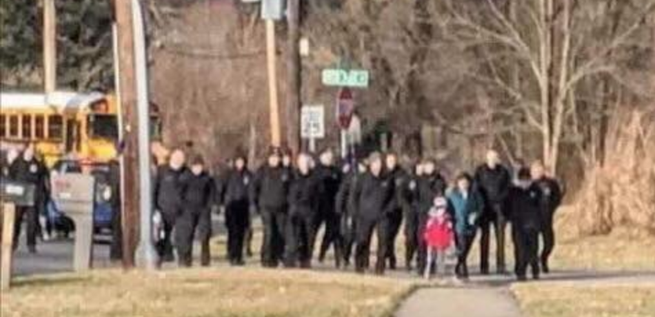 Braxton Brewer was escorted to school by his father’s fellow officers after Clermont County Deputy Bill Brewer died in the line of duty. (Photo: Twitter)