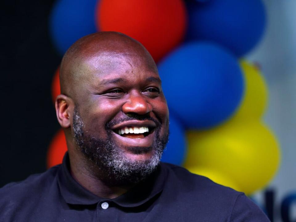 Former NBA player Shaquille O’Neal laughs as he attends the unveiling of the Shaq Courts at the Doolittle Complex donated by Icy Hot and the Shaquille O’Neal Foundation in partnership with the city of Las Vegas on Oct. 23, 2021, in Las Vegas. (Photo by Ethan Miller/Getty Images for Icy Hot)