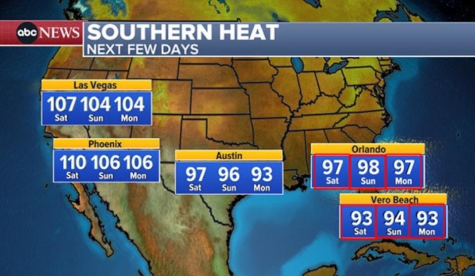 PHOTO:  Southern heat graphic (ABC News)