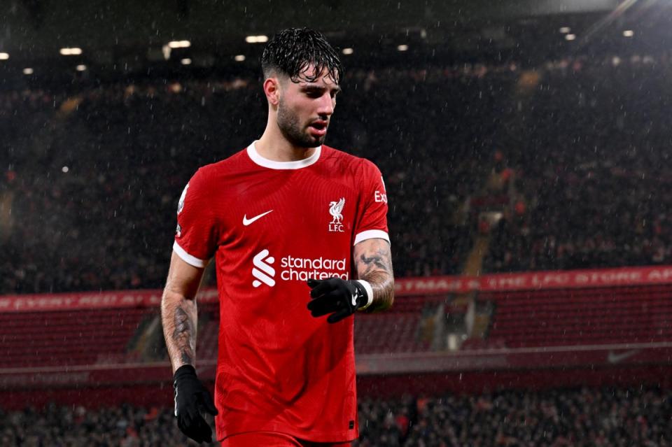 Dominik Szoboszlai has a hamstring injury  (Liverpool FC via Getty Images)