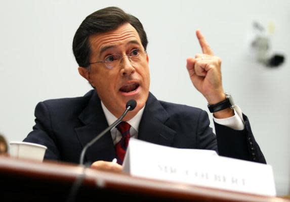 Stephen Colbert testifies on Capitol Hill.