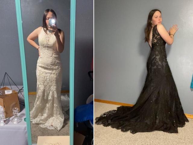 A TikToker dyed her wedding dress black 3 months before she said