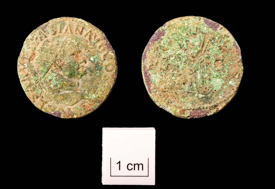 A small coin from the reign of the emporer Vespasian was also found at the site. (Wessex Archaeology)