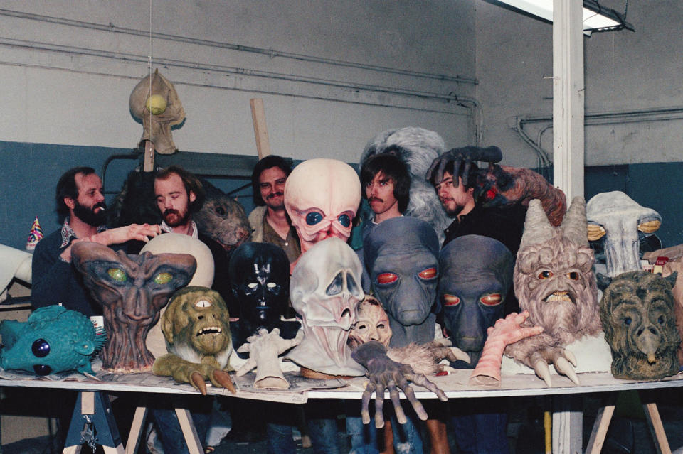 Rick Baker’s Makeup Crew in L.A. with Cantina Masks