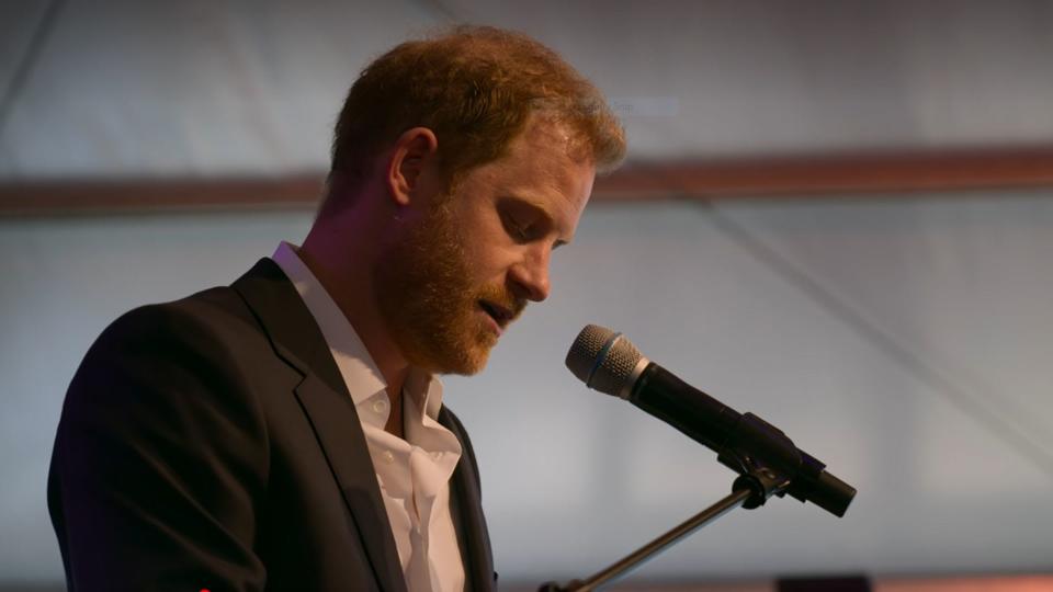 Prince Harry gives speech in his Netflix documentary
