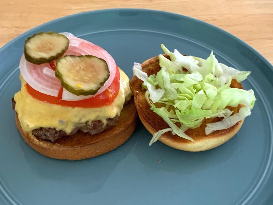 Guy Fieri's Perfect Burger with burger and veggies