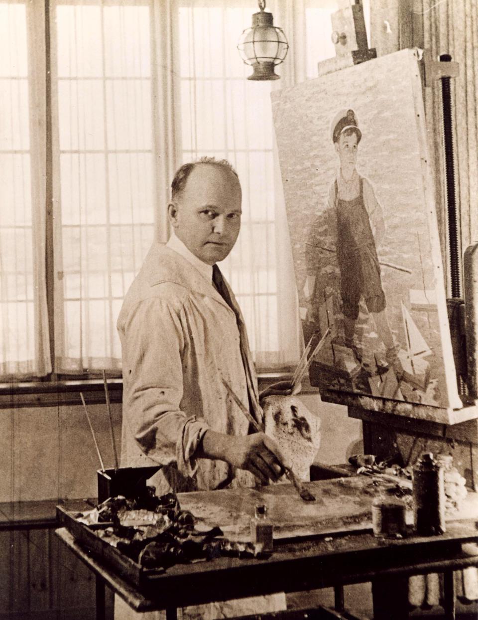 Erie artist Eugene Iverd, whose real name was George Ericson, is shown in his studio painting what would become the cover of the June 24, 1933, edition of the Saturday Evening Post. His studio was in his house in the Glenwood Park section of Erie.