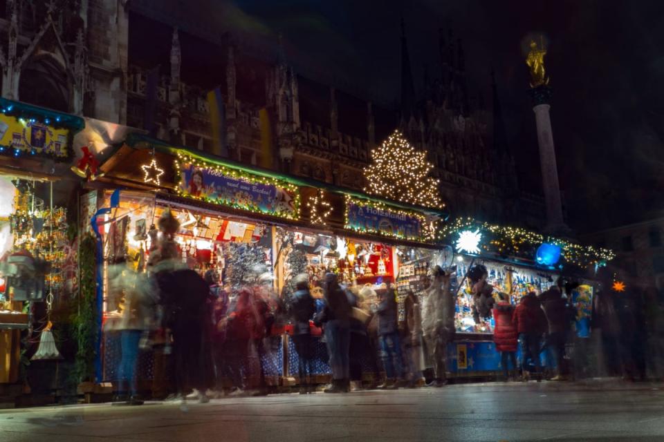 Snack on potato pancakes, wurst sausages, candied fruit, pretzels and more at Christmas markets (Getty Images)