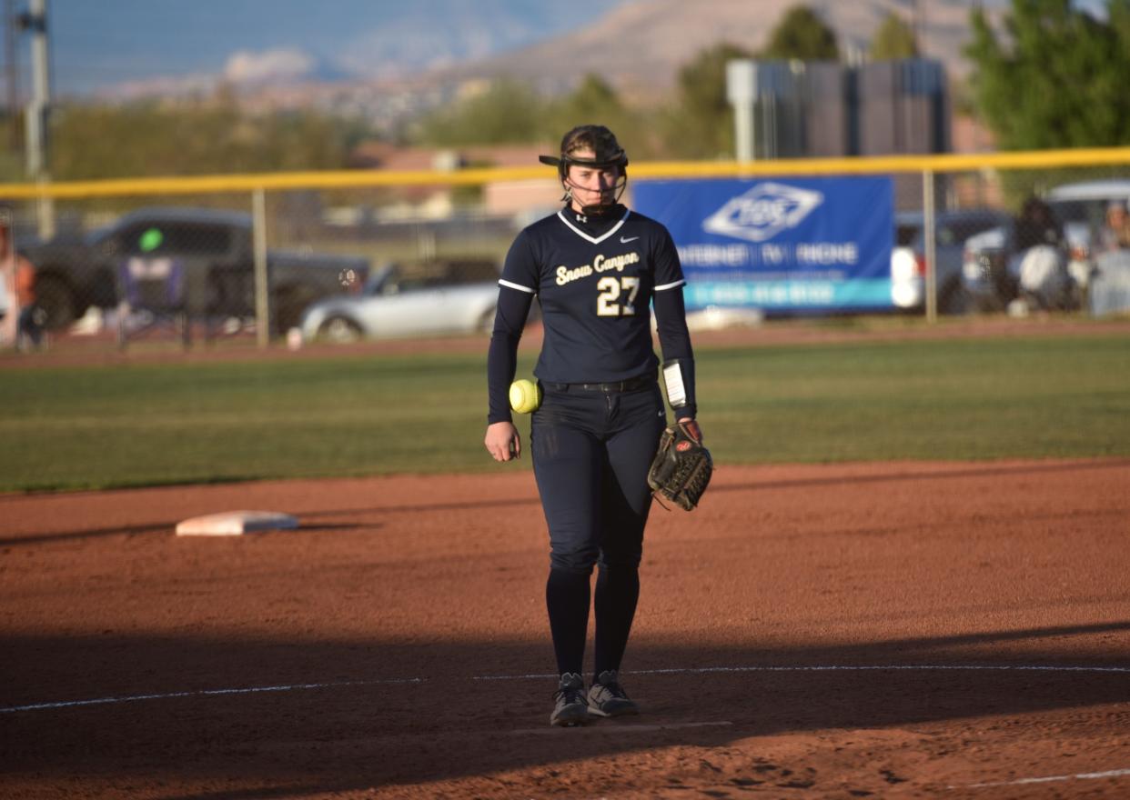 Jenna Thorkelson struck out eight batters in a complete game effort against Desert Hills on April 12. Thorkelson has helped guide Snow Canyon to a Region 10 Title.