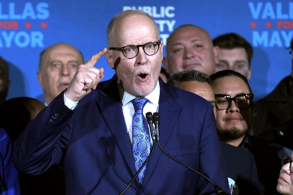 Chicago mayoral candidate Paul Vallas speaks at his election night event in Chicago, Tuesday, Feb. 28, 2023. Mayor Lori Lightfoot conceded defeat Tuesday night, ending her efforts for a second term and setting the stage for Cook County Commissioner Brandon Johnson to run against former Chicago Public Schools CEO Vallas for Chicago mayor. (AP Photo/Nam Y. Huh)