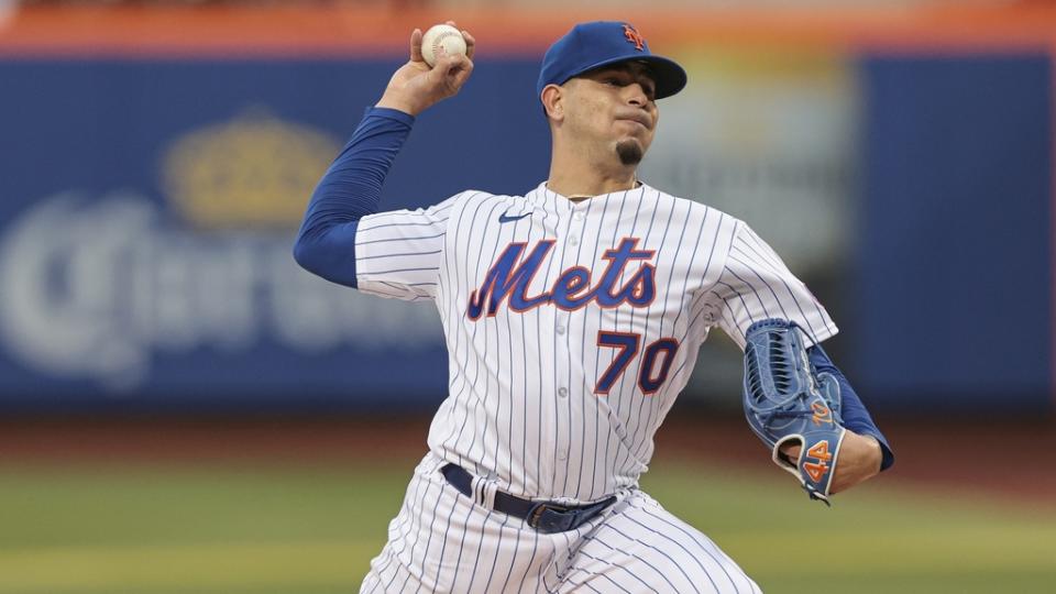 Apr 25, 2023; New York City, New York, USA; New York Mets starting pitcher Jose Butto (70) delivers a pitch during the first inning against the Washington Nationals at Citi Field.