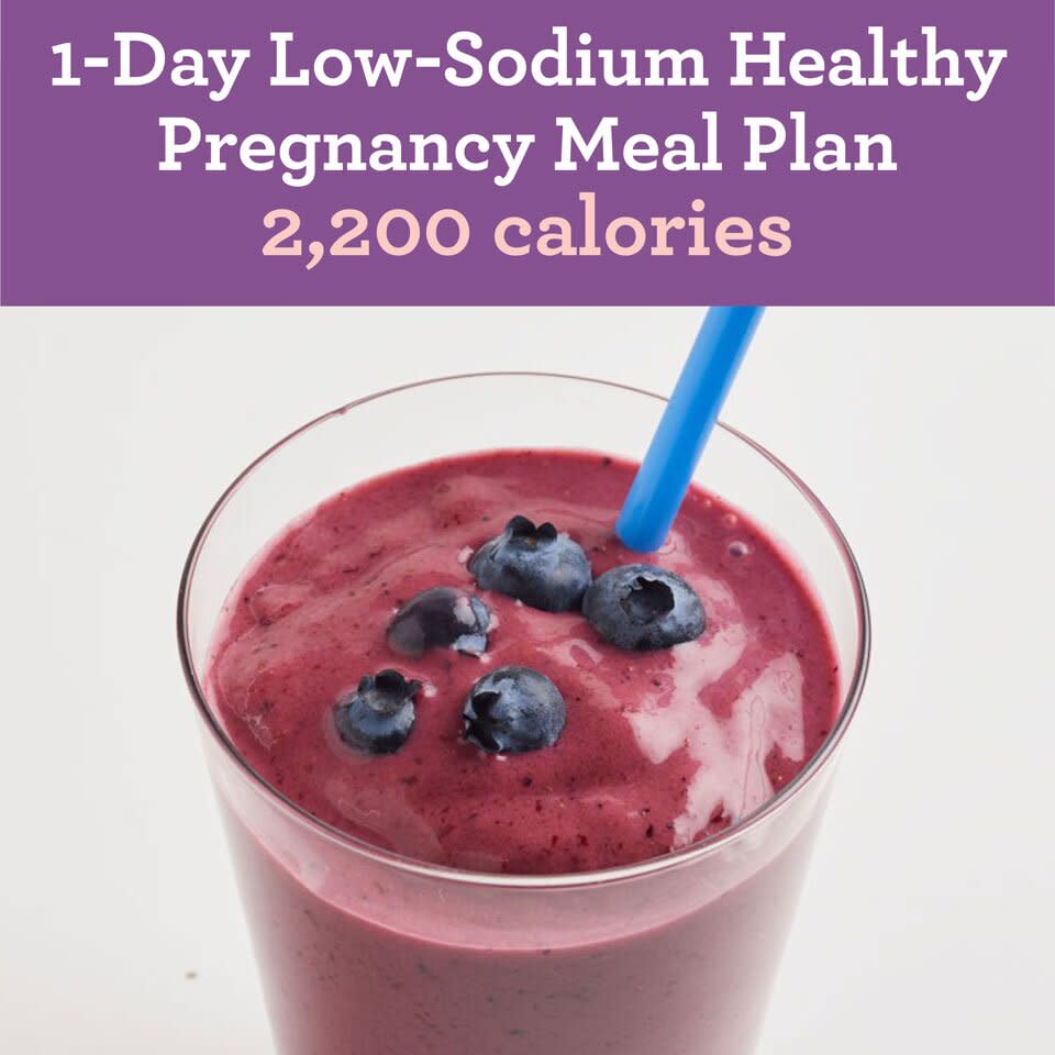 1-Day Low-Sodium Healthy-Pregnancy Meal Plan: 2,200 calories