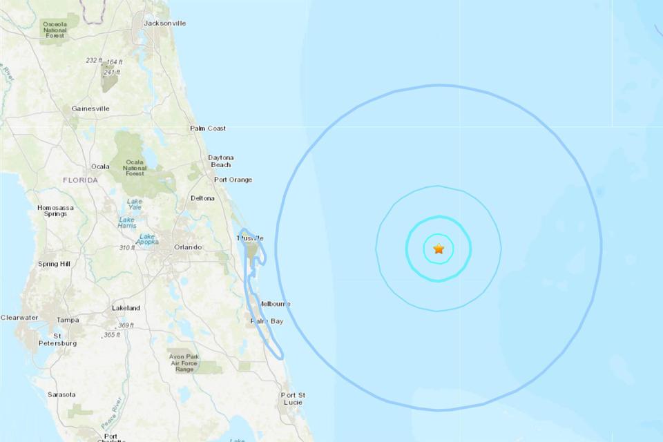 <p>USGS</p> Location of the earthquake that shook portions of Florida late Wednesday night