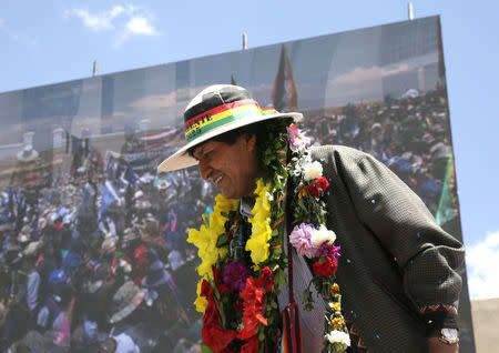 Bolivia's President Evo Morales attends the inauguration of the Orinoca Museum in Orinoca, Bolivia February 2, 2017. REUTERS/David Mercado