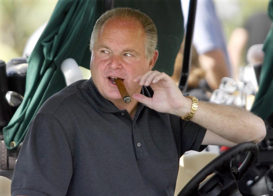 Rush Limbaugh, pictured here playing golf in Palm City, Florida