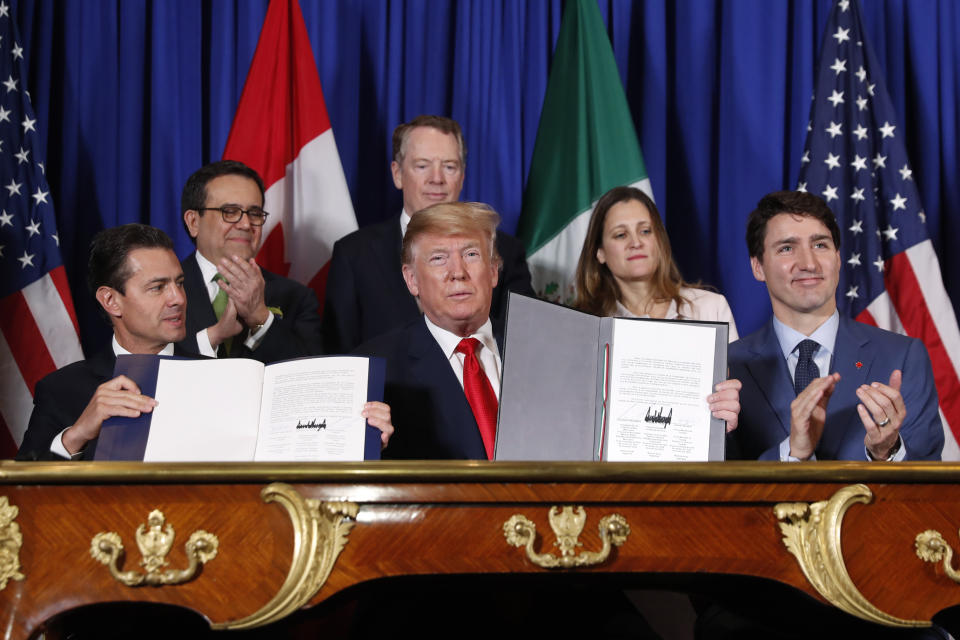 Trump joins leaders of Canada, Mexico to sign new trade pact