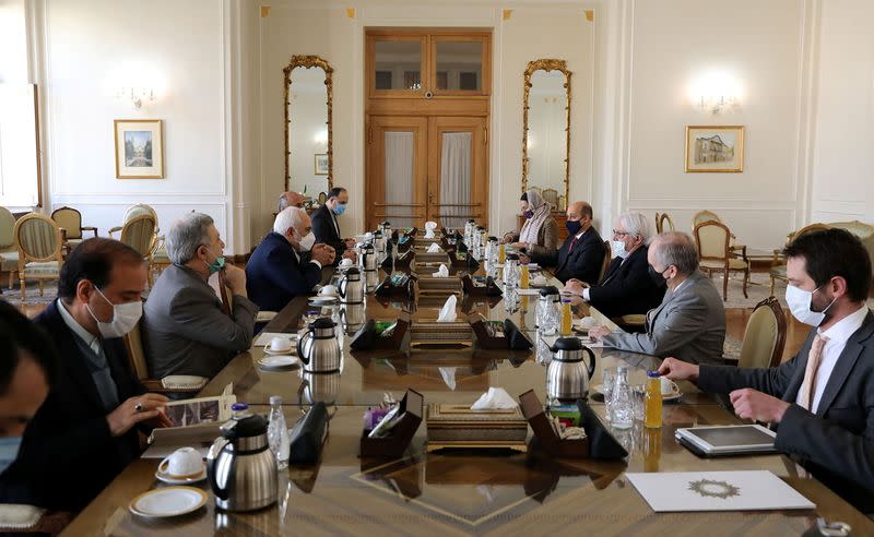 Iran's Foreign Minister Mohammad Javad Zarif meets with Martin Griffiths, United Nations Special Envoy for Yemen, in Tehran