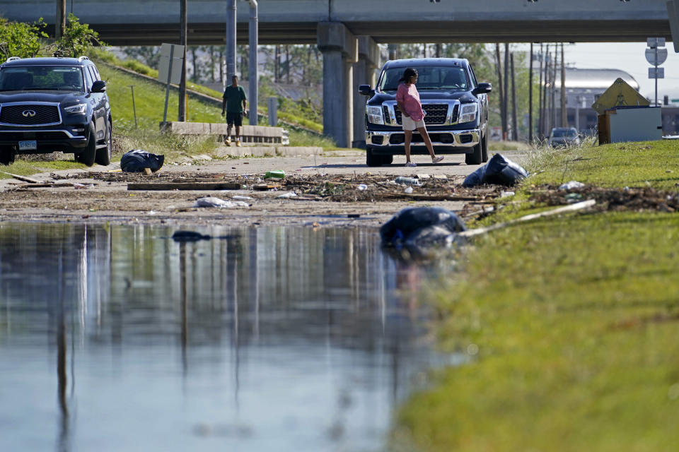 A street is flooded after Hurricane Delta moved through on Friday, in Lake Charles, La., Saturday, Oct. 10, 2020. (AP Photo/Gerald Herbert)