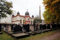 A general view of a cemetery at the synagogue in Halle