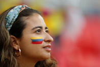 <p>A Colombia fan inside the stadium before the match REUTERS/John Sibley </p>