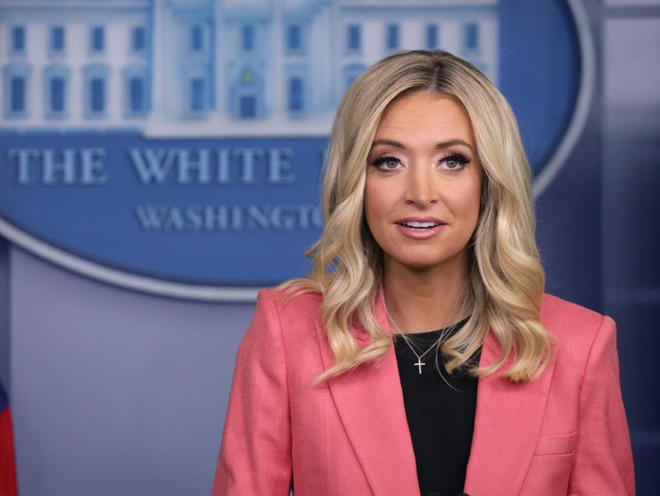 White House press secretary Kayleigh McEnany speaks during a media briefing at the White House: Getty Images
