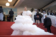 Urvashi Rautela poses for photographers upon arrival at the opening ceremony and the premiere of the film 'Final Cut' at the 75th international film festival, Cannes, southern France, Tuesday, May 17, 2021. (AP Photo/Petros Giannakouris)