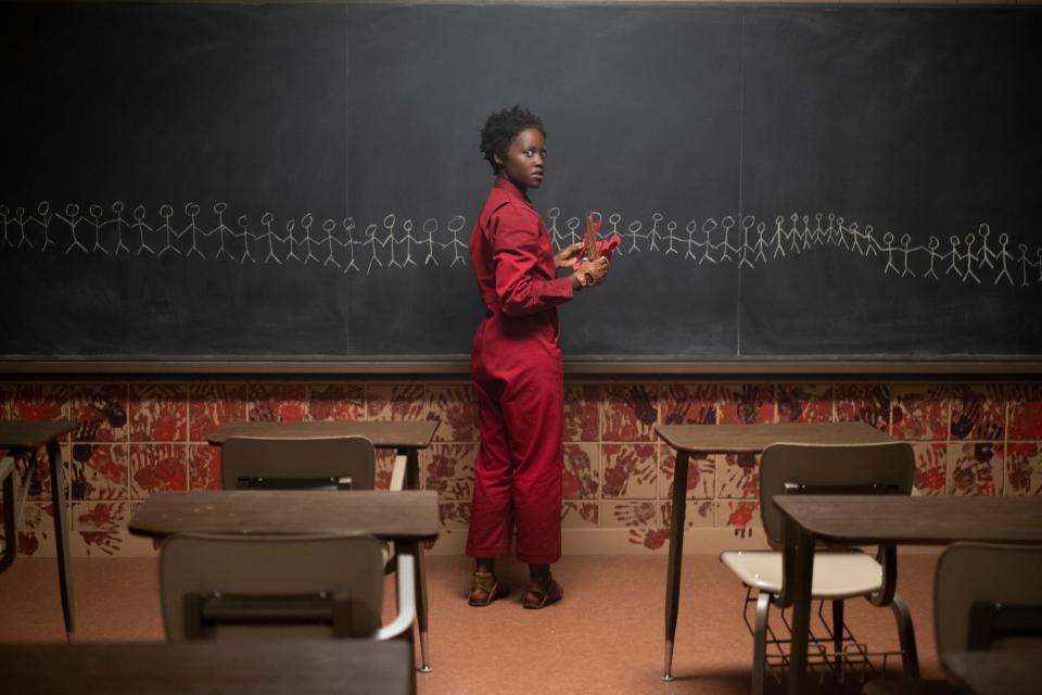 Red (Lupita Nyong'o) brings about a doppelganger revolt inspired by Hands Across America in 