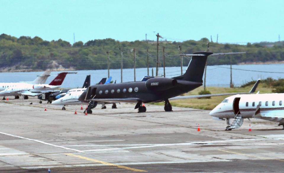 Diddy’s jet is parked at St John’s Airport in Antigua — a fact that led many to speculate the rapper had fled the country after his homes were raided. MEGA