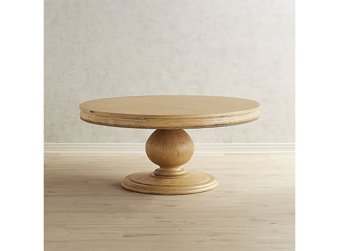 <p>When country house dining meets objet d’art.</p> <p><a rel="nofollow noopener" href="http://www.pier1.com/magnolia-home-belgian-wheat-dining-table/3262561.html?cgid=magnolia-home" target="_blank" data-ylk="slk:Belgian Wheat Dining Table;elm:context_link;itc:0;sec:content-canvas" class="link "><em>Belgian Wheat Dining Table</em></a><em> ($1,550)</em></p>
