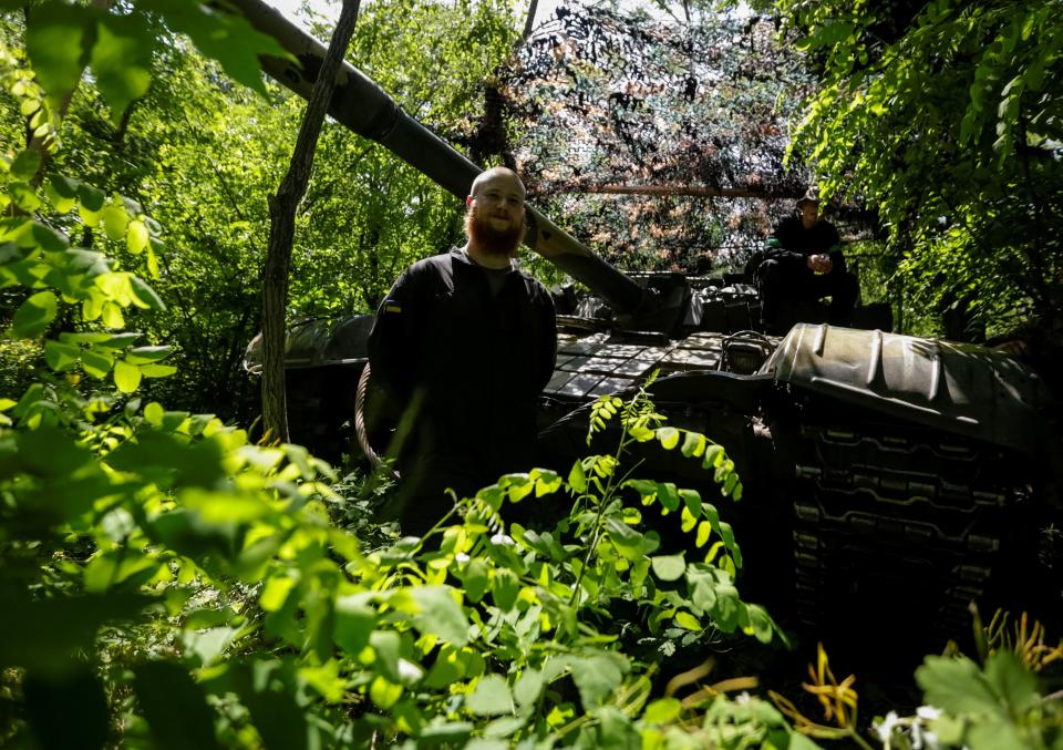 Ukrainian service members are seen on their position at a front line in Donetsk region (REUTERS)